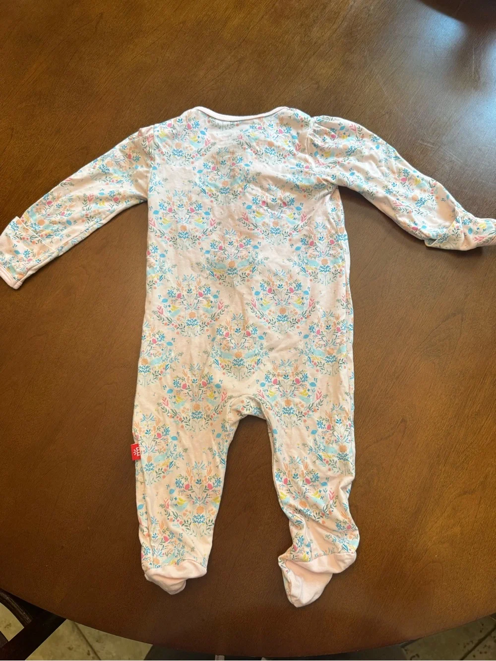 Magnetic Me Pink Floral Ruffled Footed One-Piece